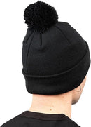 Knitted Winter Bobble Hat – Warm Beanie Hat Soft Acrylic Cap with Cuff and Pom