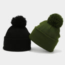 Knitted Winter Bobble Hat – Warm Beanie Hat Soft Acrylic Cap with Cuff and Pom