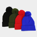 Knitted Winter Bobble Hat – Warm Beanie Hat Soft Acrylic Cap with Cuff and Pom