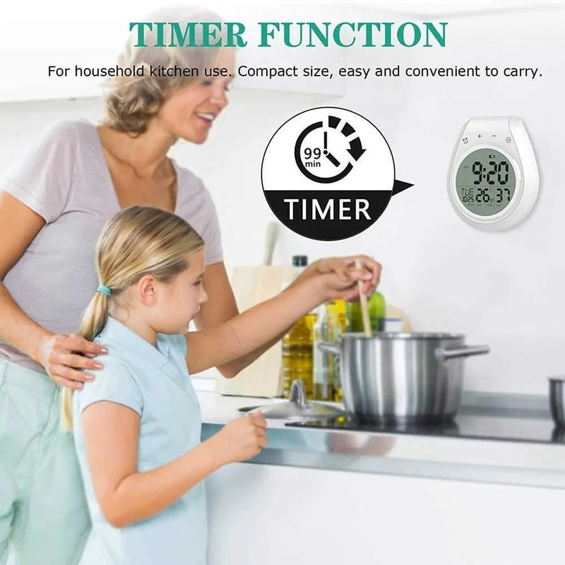 Waterproof Digital Shower Clock – LCD Display Timer Temp 12/24hr with Suction Cup