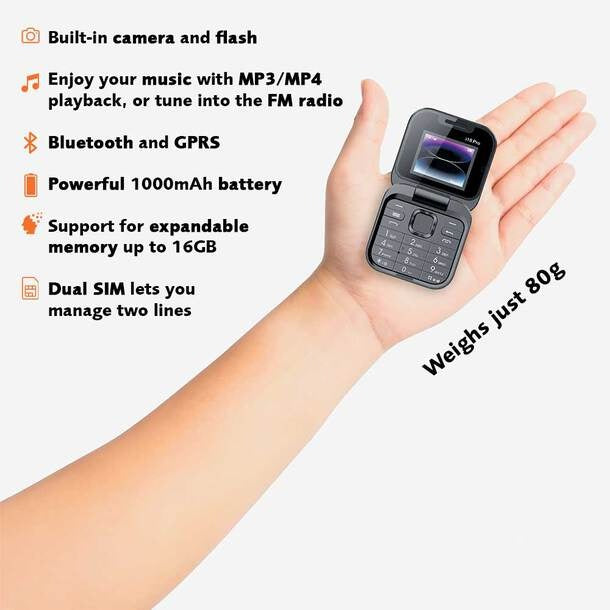 Unlocked Dual SIM Flip Phone – Compact Mobile with Easy-to-Read Display Perfect for Seniors