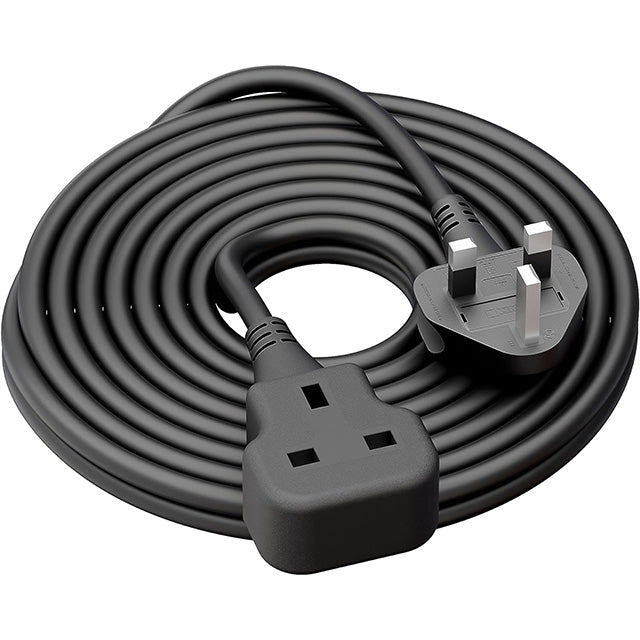 UK 3-Pin Extension Lead Power Cable – 1.8m Male to Female Plug UK Standard
