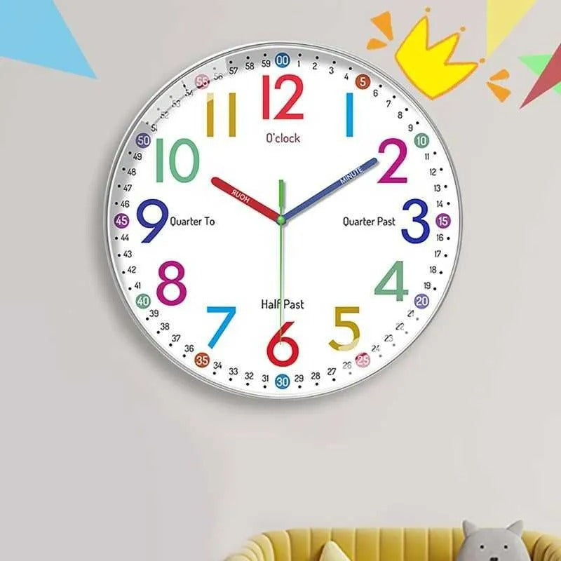 Children’s Silent Wall Clock – 24-Hour Easy Time Learning 10 Inch Ideal for Bedroom or Classroom