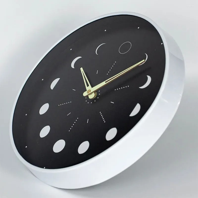 Glow-in-the-Dark Moon Phase Silent Wall Clock – Easy Install Living Room Wall Decor