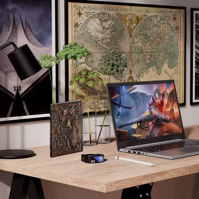 Dungeons and Dragons Journal – 400 Page Leather Notebook with 3D Dragon Design