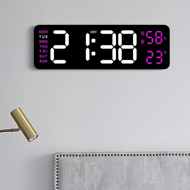 Digital LED Wall Clock 9 inch – Alarm Calendar & Temperature Display for Home or Office
