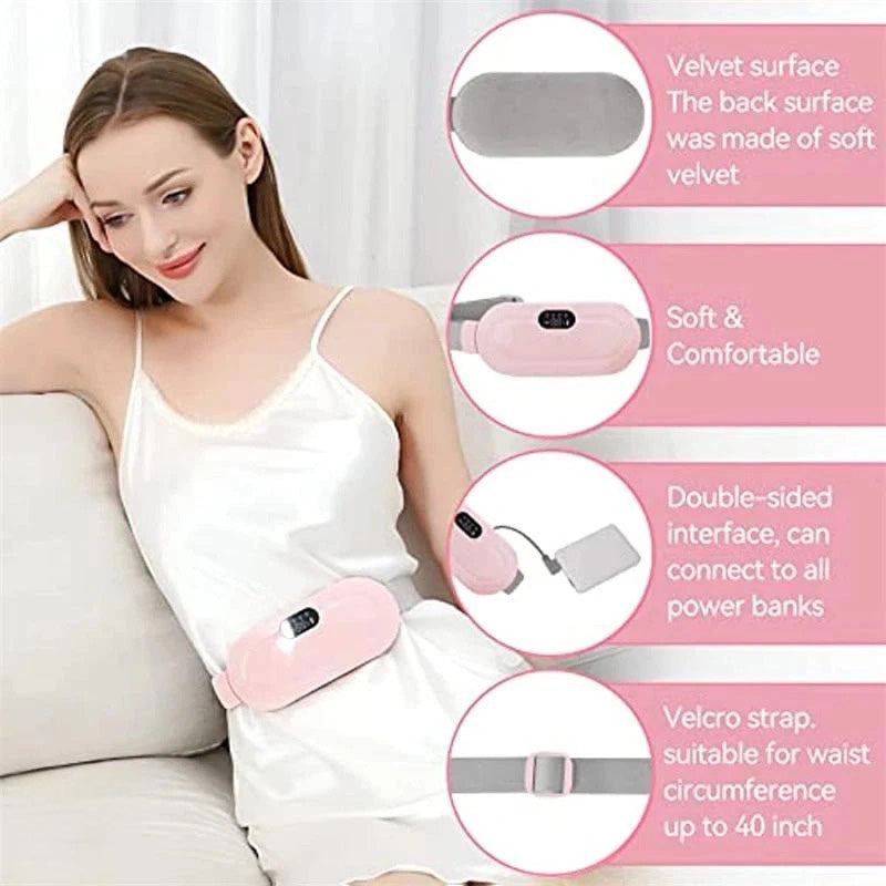 Smart Menstrual Heating Pad Belt – Vibrating Abdominal Massager for Waist & Period Pain Relief