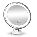 LED Makeup Vanity Mirror with 10x Magnification – Light Button Strong Suction Cup for Home & Travel