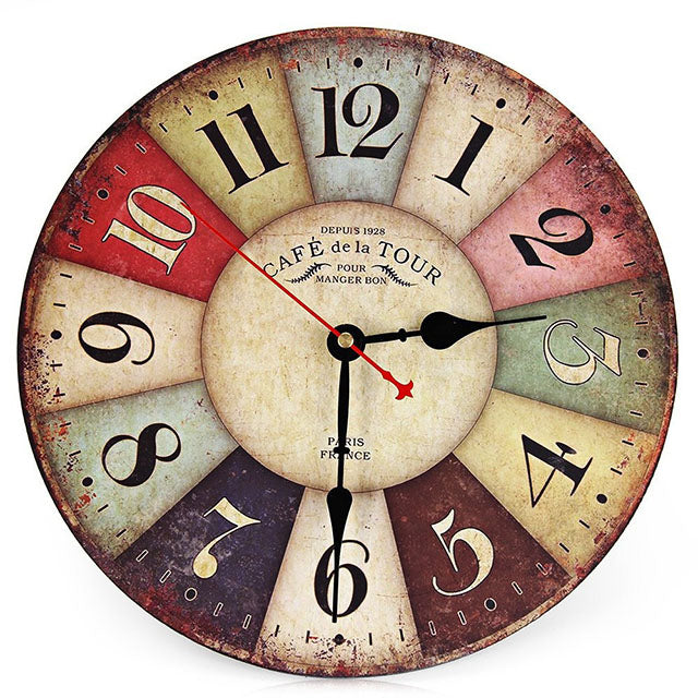 Cafe Tour 12" Silent Wall Clock – Battery Operated Modern Design for Living Room Decor