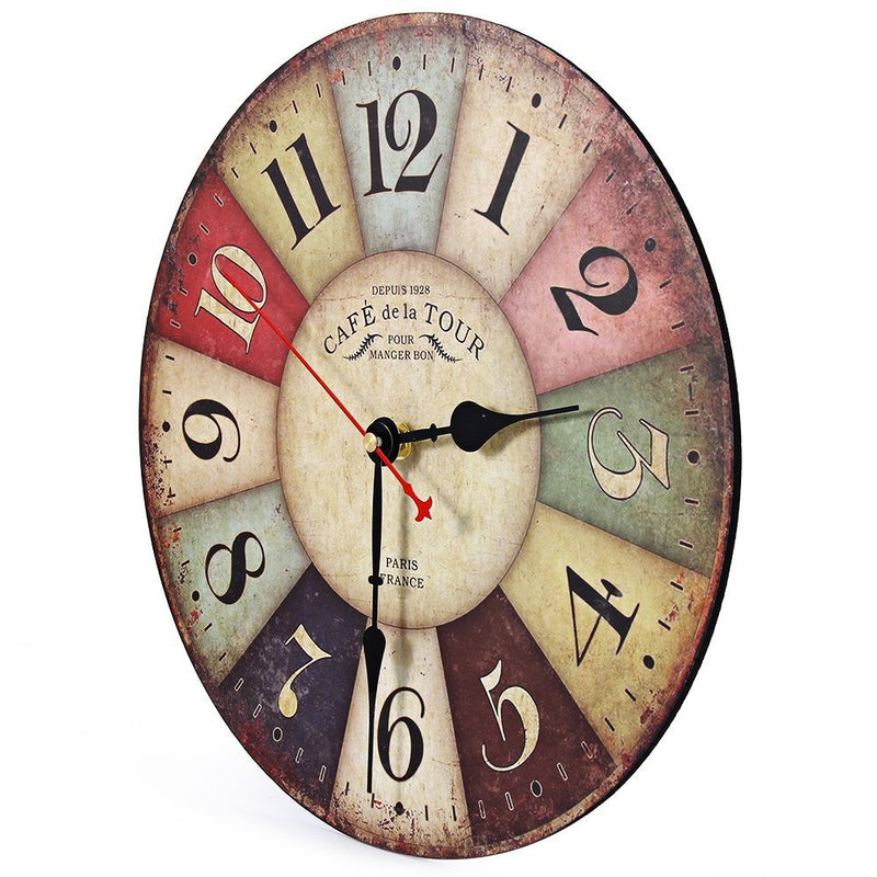 Cafe Tour 12" Silent Wall Clock – Battery Operated Modern Design for Living Room Decor