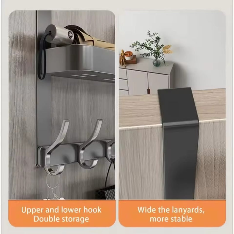 Space-Saving Door Hook – No-Drill Aluminum Steel Hanger with 5 Hooks