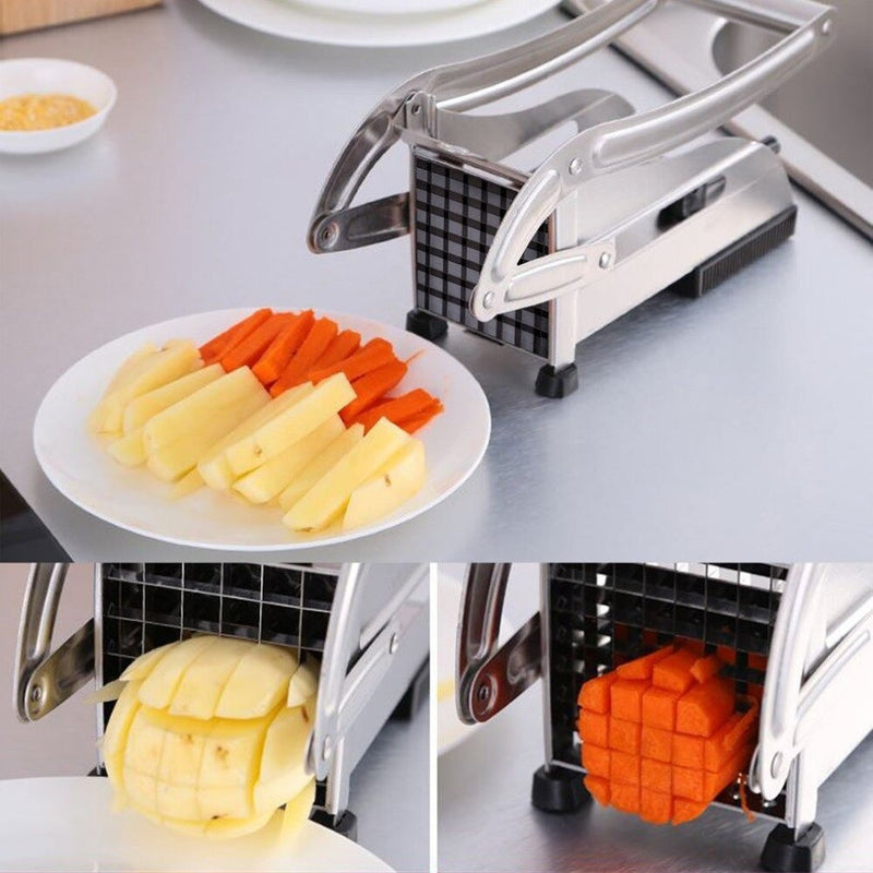 Stainless Steel Manual Potato Cutter – French Fry Slicer & Vegetable Chopper for Kitchen