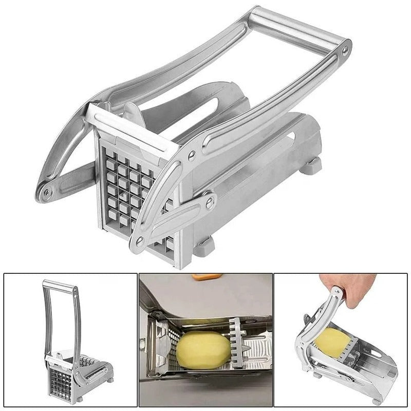 Stainless Steel Manual Potato Cutter – French Fry Slicer & Vegetable Chopper for Kitchen