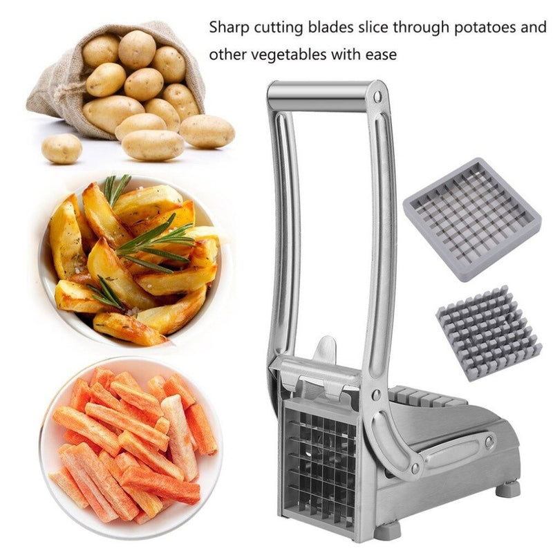 Stainless Steel Manual Potato Cutter – French Fry Slicer & Vegetable Chopper for Kitchen