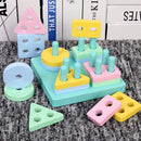 Montessori Wooden Kids Toy – Shape Sorting & Stacking Puzzle for Toddlers