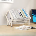Stainless Steel Desktop Bookcase – 40cm Shelf Organizer for Books Records & Magazines