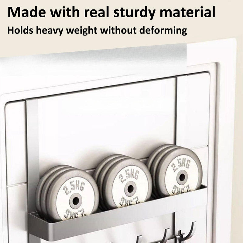 Space-Saving Door Hook – No-Drill Aluminum Steel Hanger with 5 Hooks
