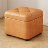 Square Button-Tufted Storage Ottoman – PU Upholstered Footstool Flip-Top Pouffe