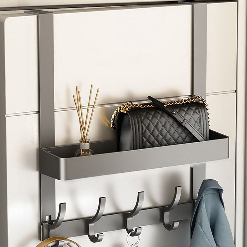 Space-Saving Door Hook – No-Drill Aluminum Steel Hanger with 5 Hooks