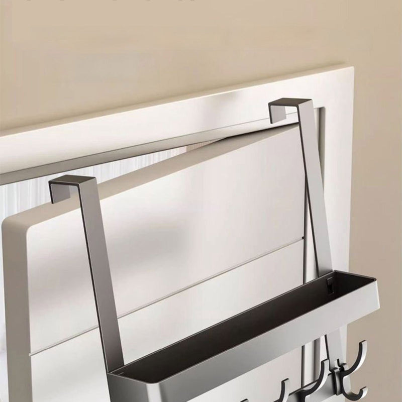 Space-Saving Door Hook – No-Drill Aluminum Steel Hanger with 5 Hooks