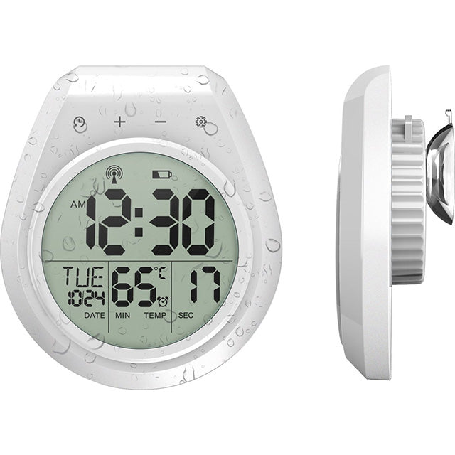 Waterproof Digital Shower Clock – LCD Display Timer Temp 12/24hr with Suction Cup