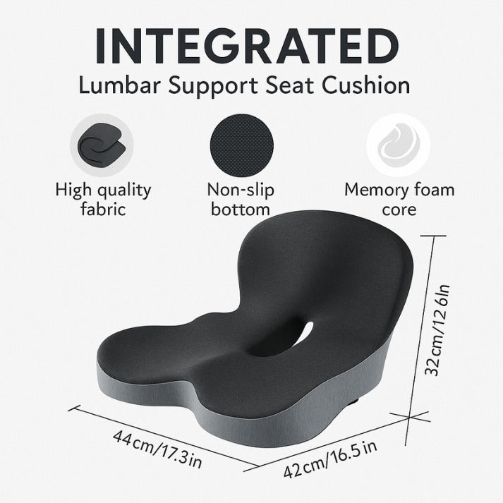 Memory Foam Lumbar Cushion – Back Rest Soft Support for Waist & Tailbone