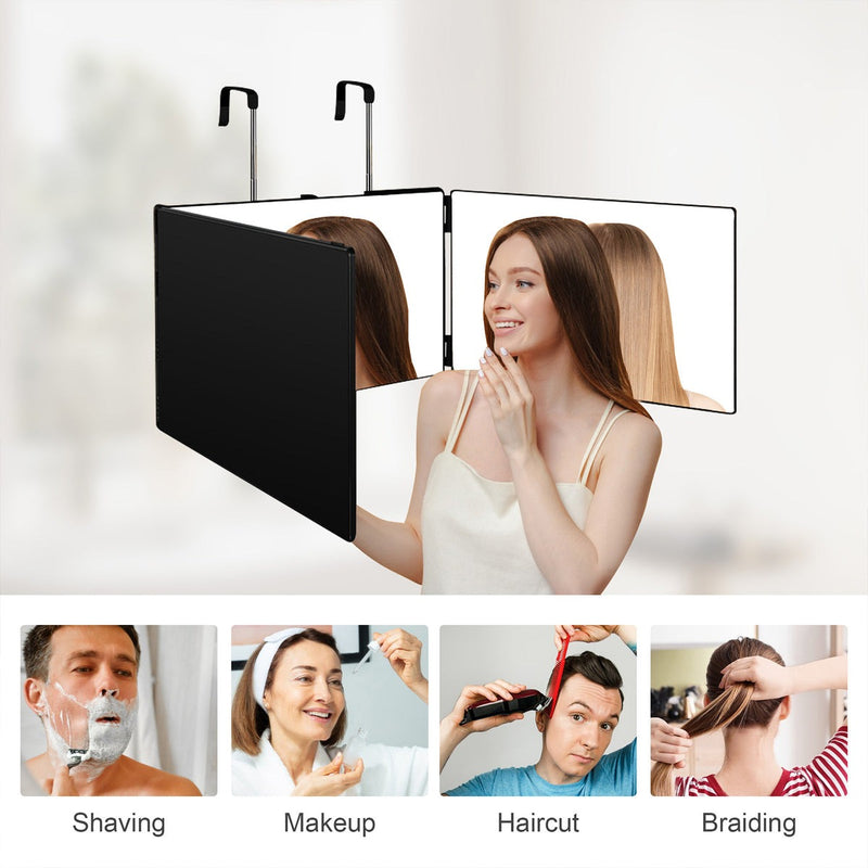 3-Way 360 Degree Hanging Mirror – Adjustable Door Vanity for Makeup & Hair Styling
