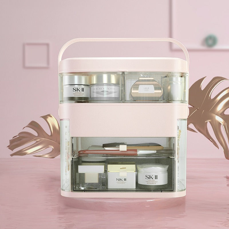 Multi Layer LED Makeup Organiser – Drawer Vanity Organiser for Cosmetics & Skincare with Mirror