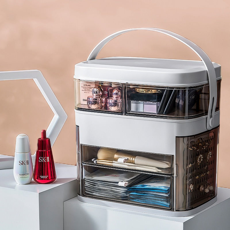 Multi Layer LED Makeup Organiser – Drawer Vanity Organiser for Cosmetics & Skincare with Mirror