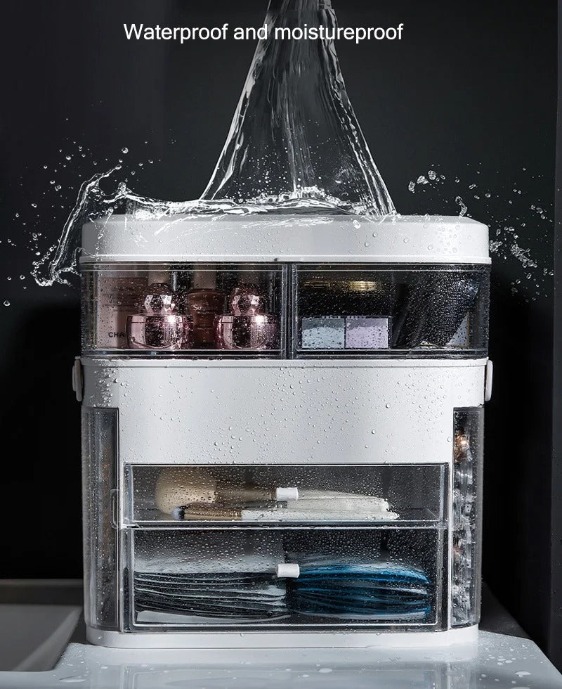 Multi Layer LED Makeup Organiser – Drawer Vanity Organiser for Cosmetics & Skincare with Mirror