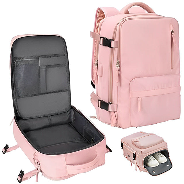 Women’s Carry-On Travel Backpack – Flight Approved Waterproof Travel Bag with Shoe Compartment