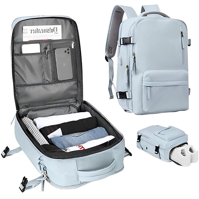 Women’s Carry-On Travel Backpack – Flight Approved Waterproof Travel Bag with Shoe Compartment