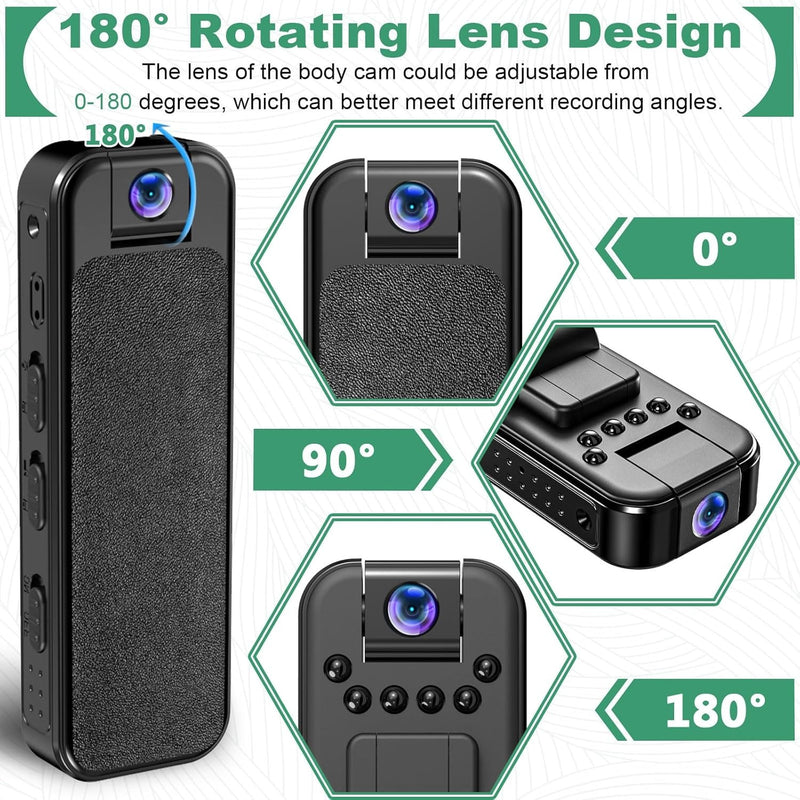 Mini Body Hidden Camera – 1080P HD Wearable Cam with 180° Lens & Night Vision