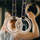 Wooden Gymnastic Rings with Adjustable Straps – Olympic-Grade Strength Training Equipment