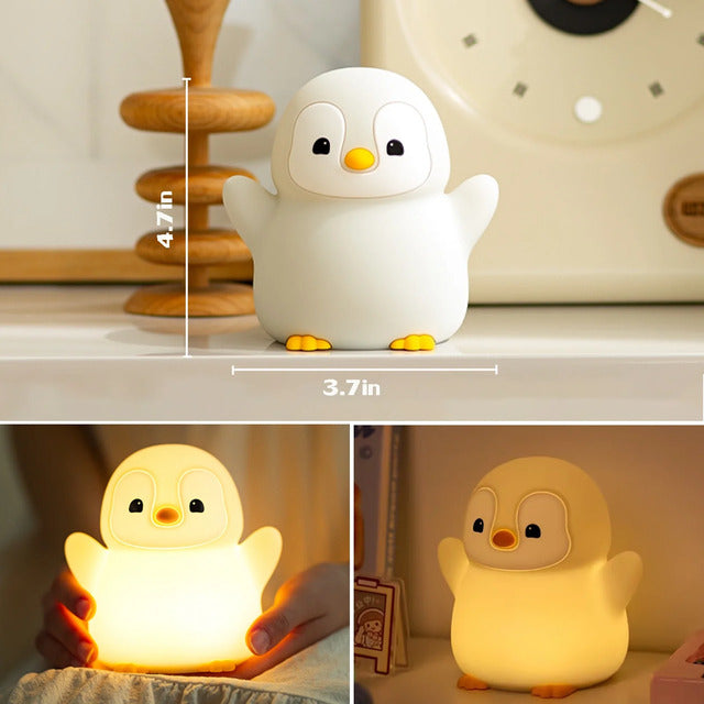 Penguin Night Light – Rechargeable Silicone Lamp with Timer & Dimming