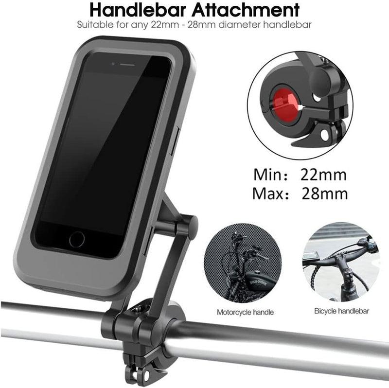 Waterproof Bike Phone Holder Case – 360° Rotating Handlebar Holder for 5"-7" Smartphones