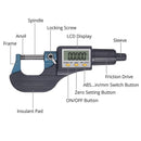 Digital Micrometer – 0-25mm Range 0.001mm Precision Electronic Wall Thickness Gauge
