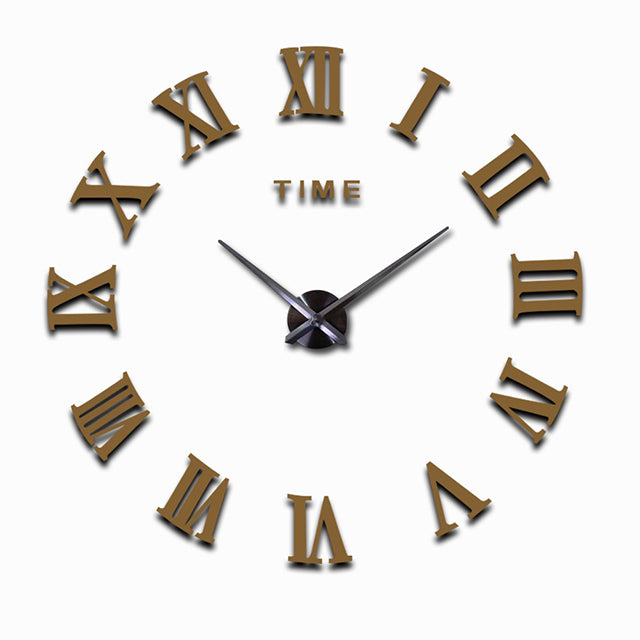 Large DIY Roman Numeral Wall Clock – 3D Acrylic Mirror Design Modern Home Decor for Living Room or Office