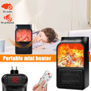 Mini Fireplace Effect Space Heater – 500W Plug-In Wall Heater with Thermostat & Remote Control
