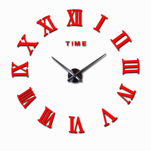 Large DIY Roman Numeral Wall Clock – 3D Acrylic Mirror Design Modern Home Decor for Living Room or Office