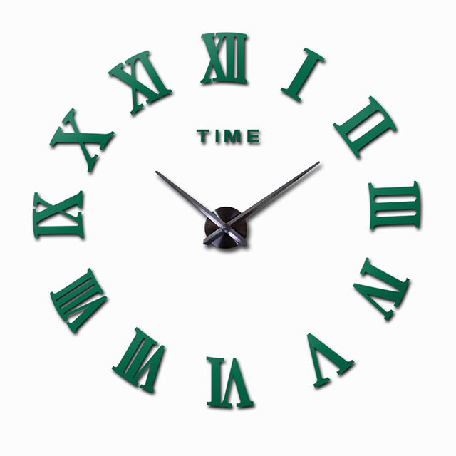 Large DIY Roman Numeral Wall Clock – 3D Acrylic Mirror Design Modern Home Decor for Living Room or Office