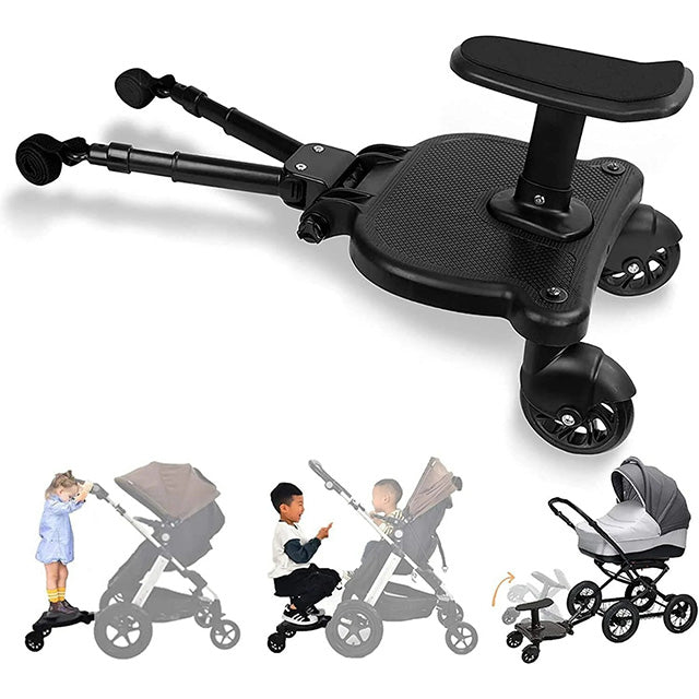 Buggy Board with Seat – 2-Wheel Pushchair with 360° Wheels