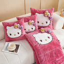 Hello Kitty 2-in-1 Embroidered Pillow Blanket – Foldable Arctic Fleece Cushion & Nap Blanket