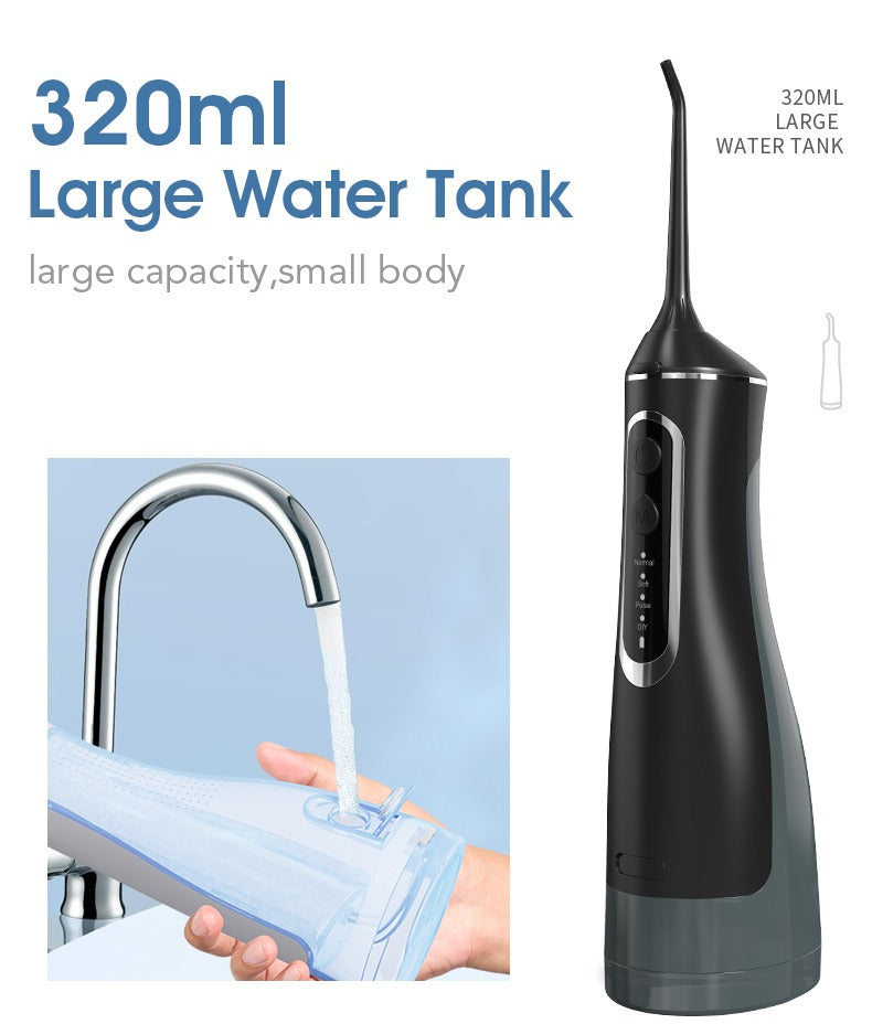 Waterproof Cordless Water Flosser – 320ML Rechargeable Oral Irrigator with 4 Modes & 5 Tips