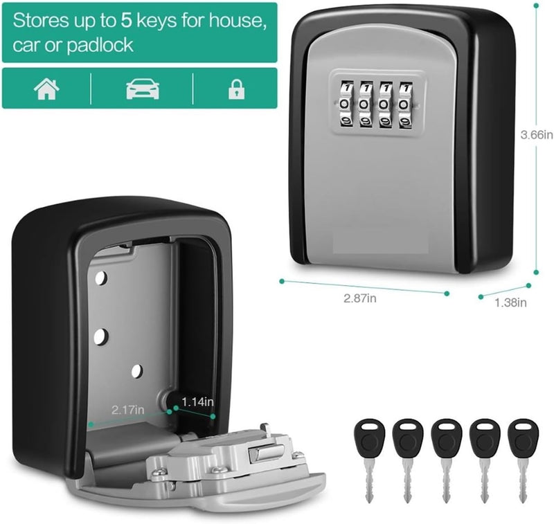Outdoor Key Safe Box – Wall Mounted Lock Box with Code