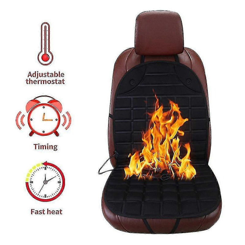 Universal Heated Car Seat Cushion – 12V Winter Seat Cover with Backrest Support