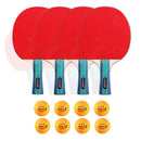 Table Tennis Racket Set – 4 Bats 8 Balls & Carry Bag Portable Ping Pong Kit for Home