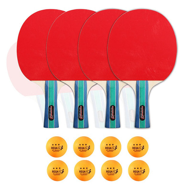 Table Tennis Racket Set – 4 Bats 8 Balls & Carry Bag Portable Ping Pong Kit for Home