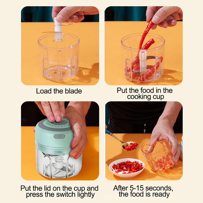 Rechargeable Mini Electric Garlic Crusher – Cordless Garlic Press & Food Processor