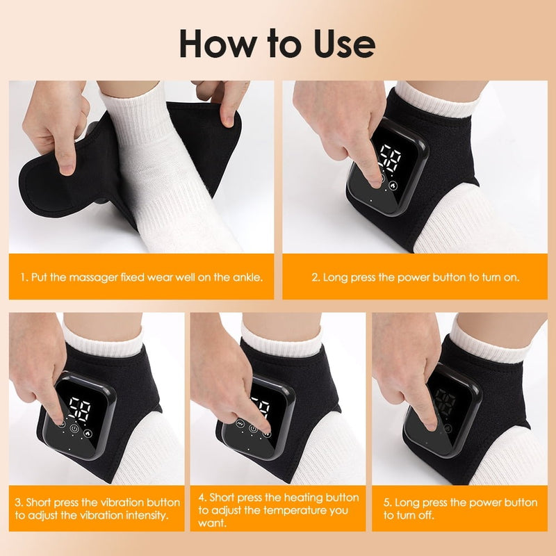 Cordless Heated Foot & Ankle Massager 2 Piece – 3 Heat Levels 3 Vibration Modes Infrared Hot Compress
